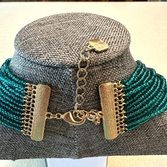 Park Lane Tranquility Necklace Necklace Glass Beads 15" + 3" Teal & Gold - Picture 4 of 8